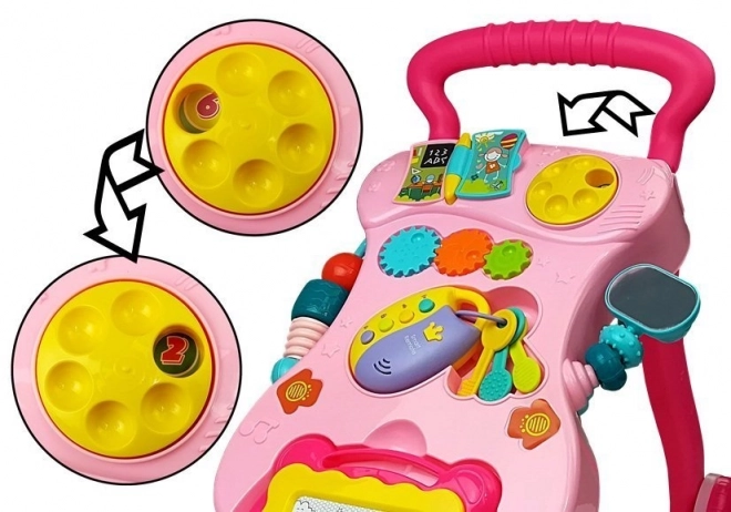 Trotteur pour enfants avec tableau à dessin Rose
