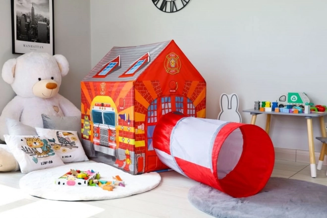 Maison de pompiers IPLAY tente pour enfants avec tunnel