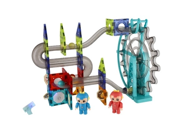 Piste de billes magnétique en plastique 80pcs 16 billes + accessoires à piles avec lumière dans une boîte de 47x35x9cm