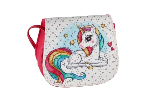 Sac à main/Sac licorne avec strass en plastique 4 couleurs dans un sachet 17x15x3cm