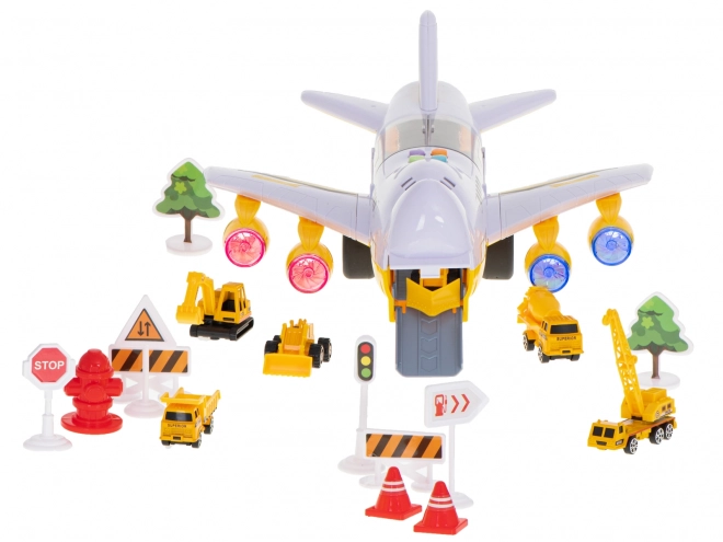 Avion cargo avec machines de construction