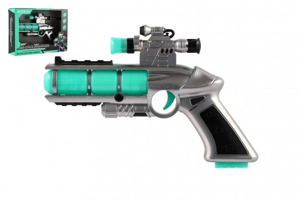 Pistolet avec viseur plastique 20cm à piles avec son et lumière dans une boîte