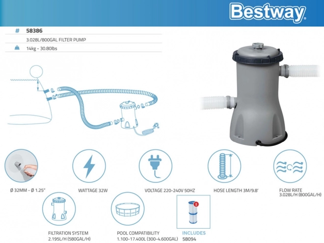 Pompe de filtration Bestway pour piscines 3028 l/h
