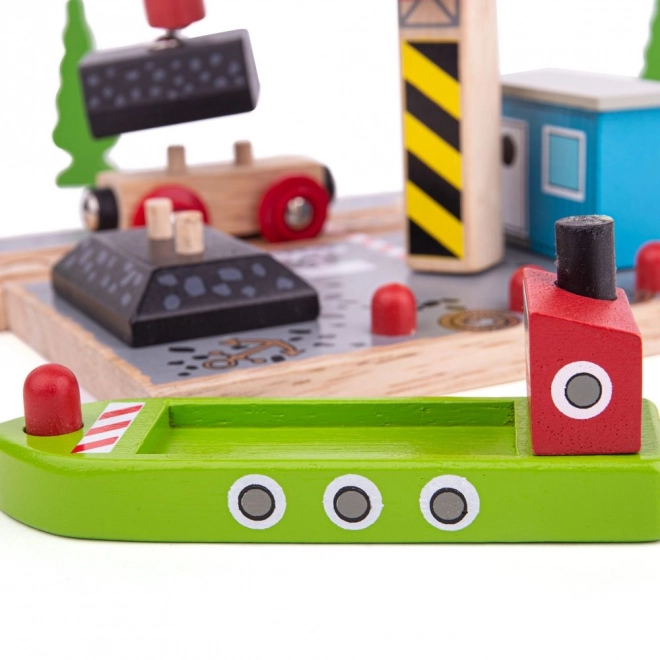 Bigjigs Rail Quai de charbons avec grue