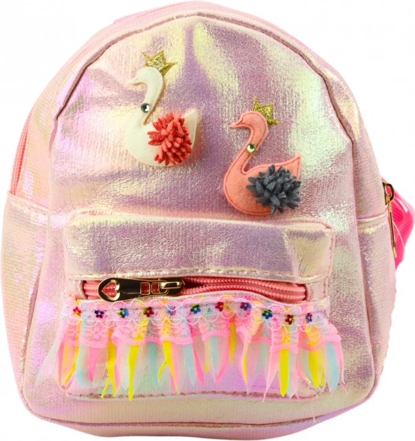 Sac à dos enfant Rose avec cygnes et décorations