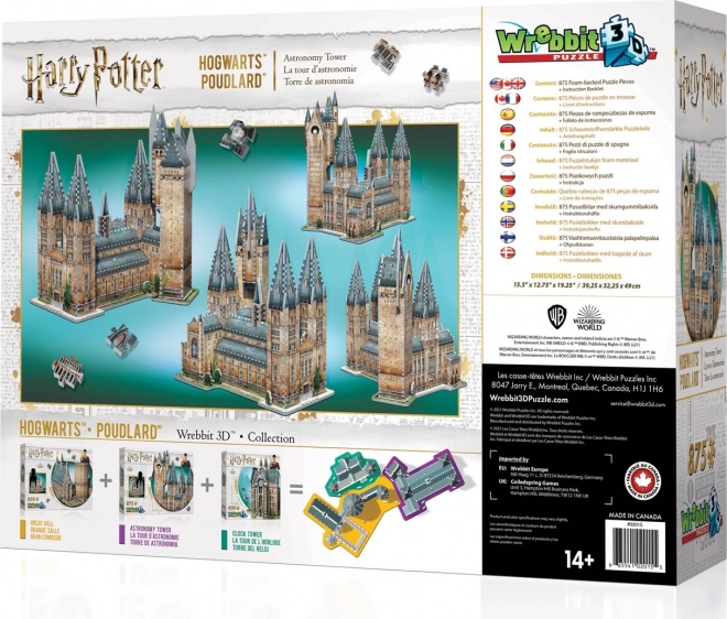 Puzzle WREBBIT 3D Harry Potter : Poudlard, Tour d'Astronomie 875 pièces