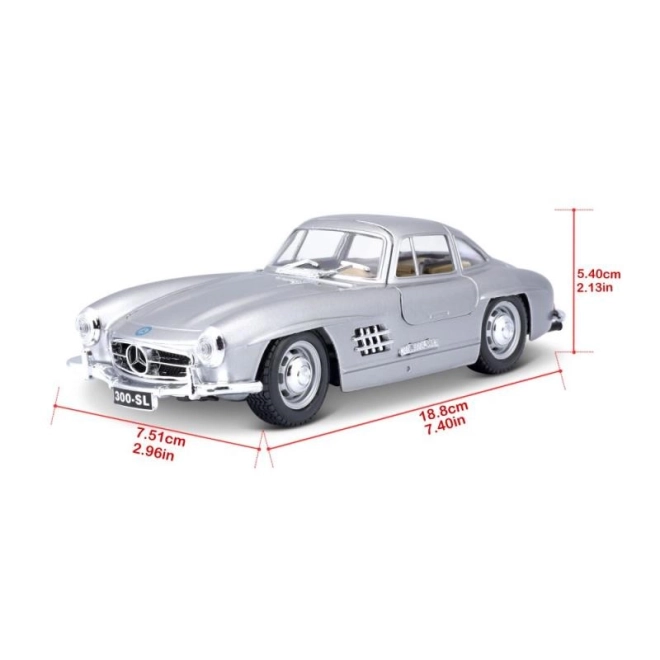 Bburago 1:24 Mercedes Benz 300SL argent 18-22023