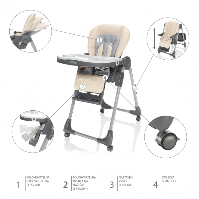 Chaise haute pour enfant Monti 2, Gris Diamant