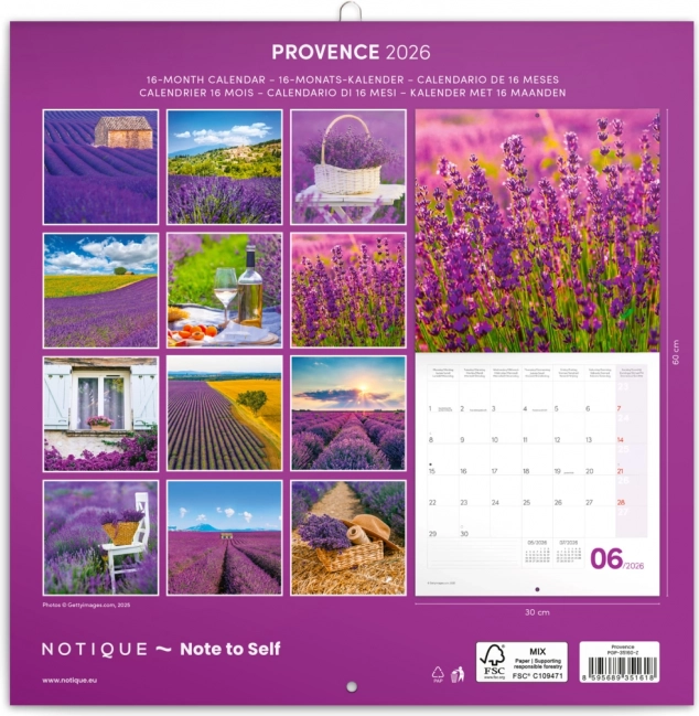 Calendrier à notes Provence 2026