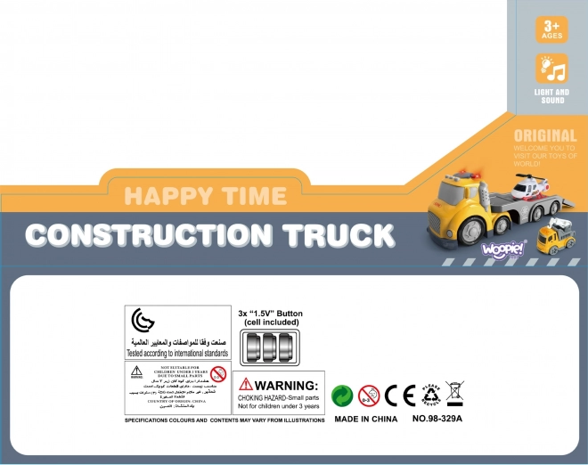 Camion de Remorquage Jaune WOOPIE City Truck avec Effets Lumineux et Sonores