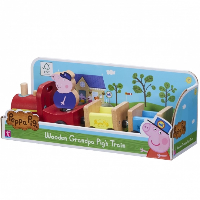 Train en bois Peppa Pig + figurine grand-père