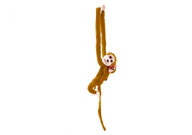 Singe en peluche avec bébé brun foncé 70 cm