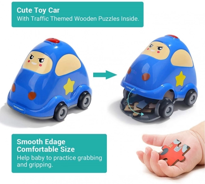 TOP BRIGHT Puzzle en bois avec jouet : Voiture de police 24 pièces