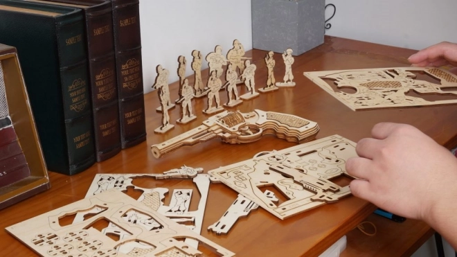 Puzzle mécanique en bois 3D Revolver Corsac RoboTime