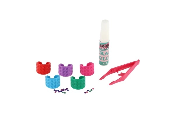 Ensemble créatif bagues en plastique dans une boîte 12x21x3,5cm 12pcs
