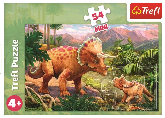 TREFL Puzzle Dinosaures incroyables : Tricératops avec son petit 54 pièces