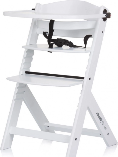 Chaise haute en bois Chipolino Tip Top 2-en-1 – Blanc