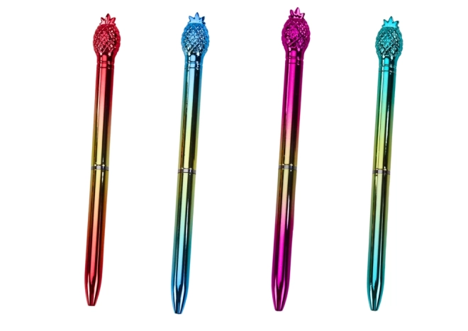Stylo avec lustre ananas doré et pointe bleue 0,7 mm Mix