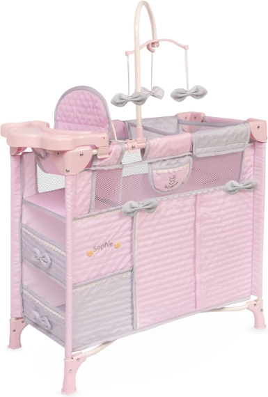Lit bébé pliant pour poupées avec 5 accessoires SOPHIE