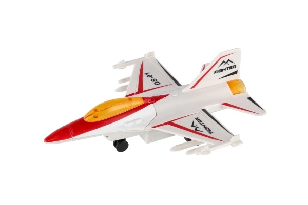 Chasseur en métal et plastique avec mécanisme d'enroulement 16 cm - ensemble de quatre avions colorés