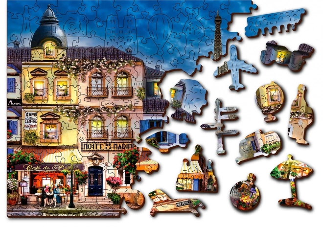 Puzzle en bois Petit-déjeuner à Paris 2 en 1
