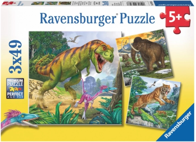 Puzzle dinosaures 3×49 pièces