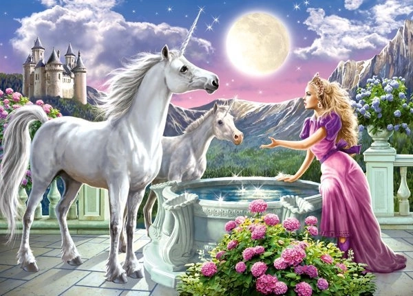 Puzzle 120 pièces – princesse et ses licornes