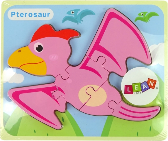 Puzzle en bois dinosaures – ptérodactyle rose ou pliosaure bleu