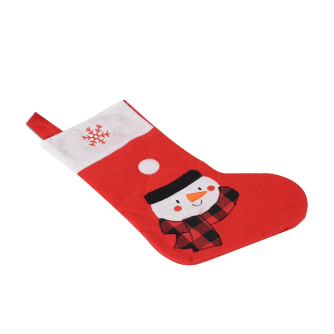 Chaussette de Noël rouge avec bonhomme de neige