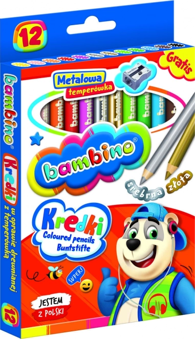 Crayons de couleur avec taille-crayon Bambino - 12 pièces