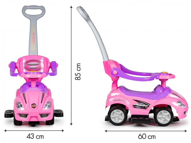 Draisienne enfant 3 en 1 Deluxe avec guidon et panneau musical - rose