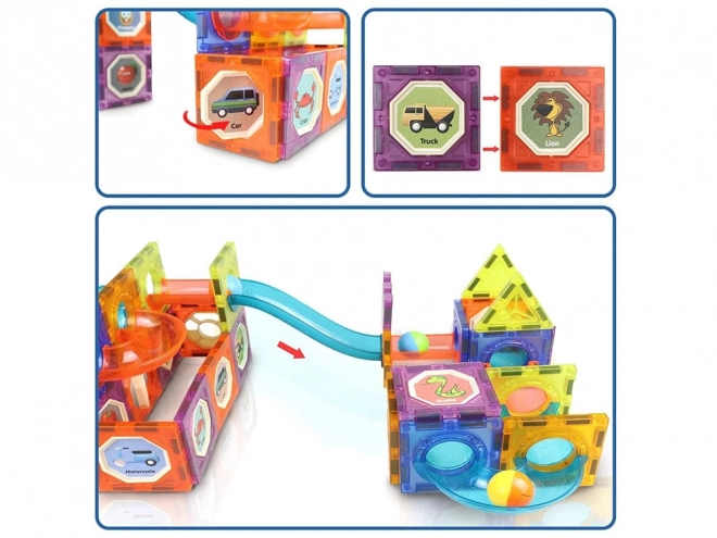 Cubes magnétiques 3D pour enfants Construction de pistes de billes lumineuses 49 éléments ZA5250