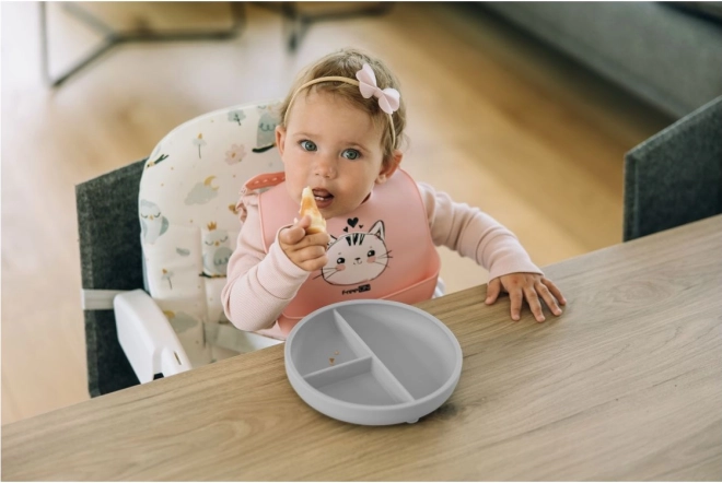 Assiette en silicone grise