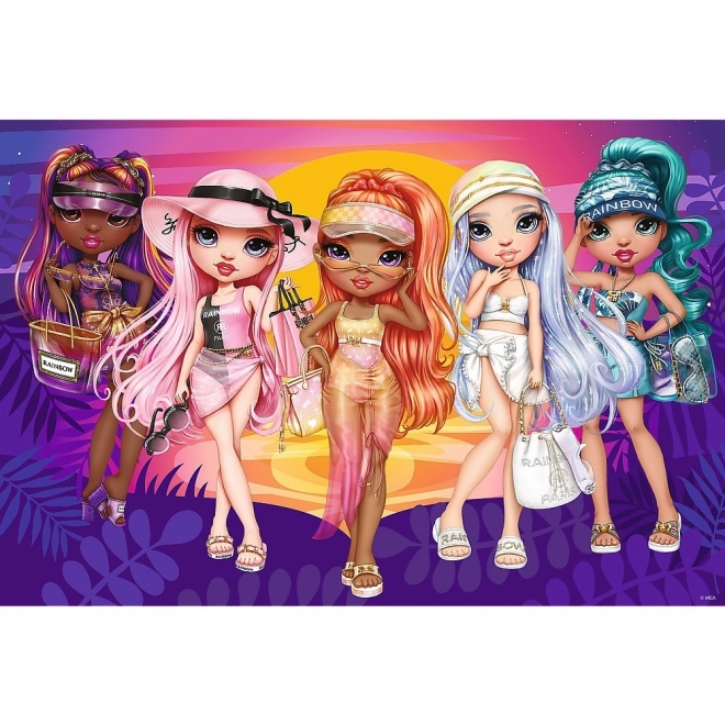 Puzzle 70 pièces paillettes dans une valise Glitter Dolls Rainbow High