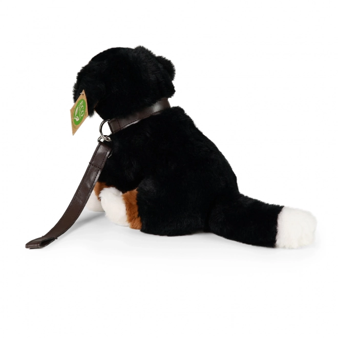 Chien en peluche bouvier bernois assis avec laisse et son 20 cm ÉCO-RESPONSABLE