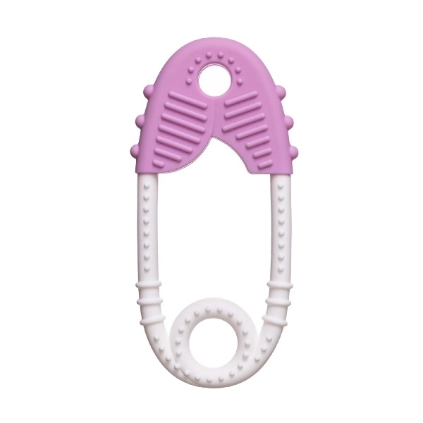 Anneau de dentition épingle silicone 11,5cm 2 couleurs dans un sac 11x16cm 0m+