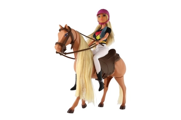 Cheval à bascule + Poupée cavalière Anlily articulée plastique avec accessoires dans une boîte 32x36x11cm