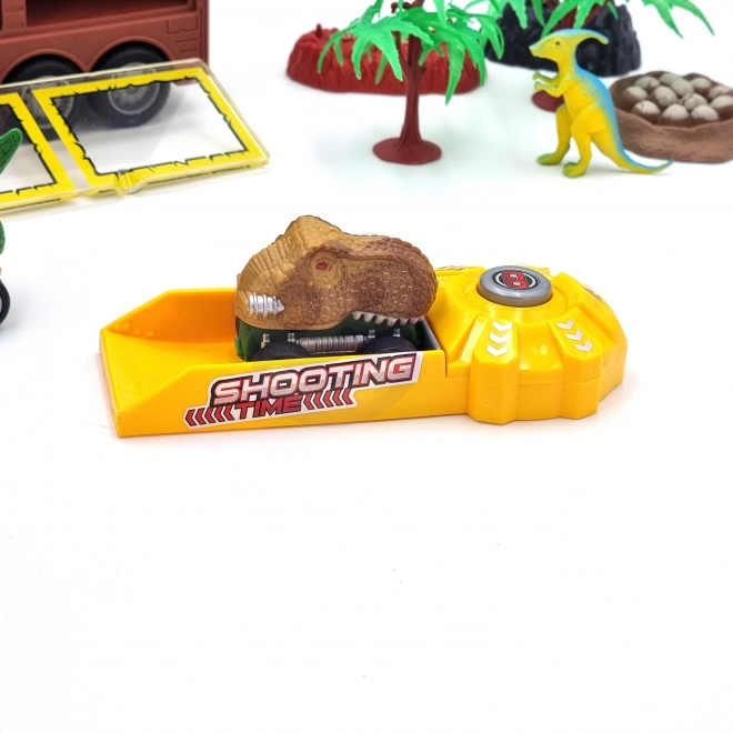 Camion dinosaure avec lanceur et petites voitures