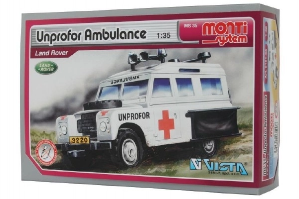 Maquette Monti System MS 35 Unprofor Ambulance Land Rover 1:35 dans une boîte de 22x15x6cm