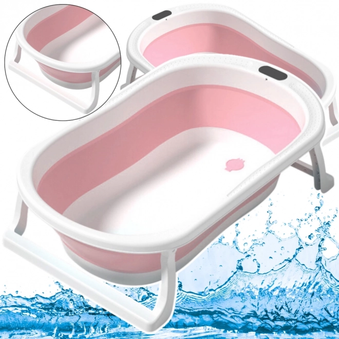 Baignoire pliante pour bébés avec pieds antidérapants rose