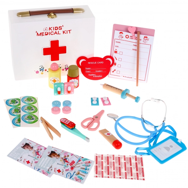 Ensemble médical en bois pour enfants 3+ avec accessoires 30 pièces