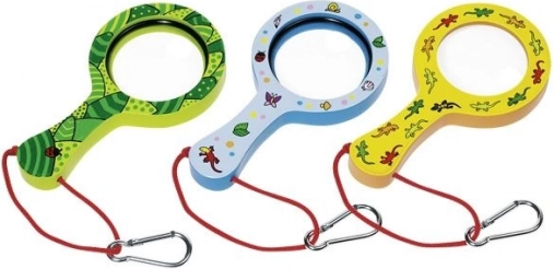 Loupe pour enfants en bois Goki – 1 pièce, assortiment de couleurs