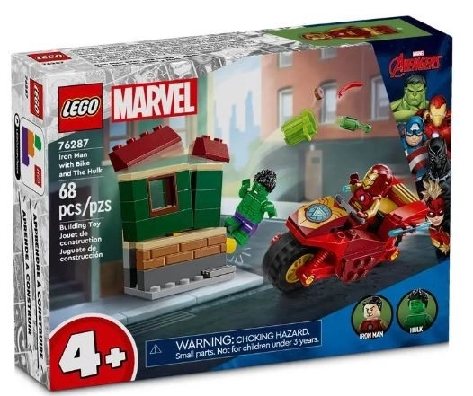 LEGO Marvel Super Heroes 76287 Iron Man avec sa moto et Hulk