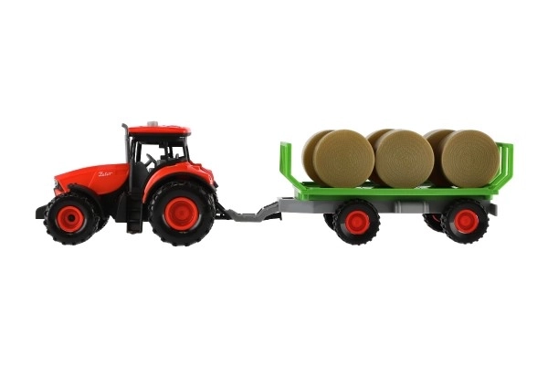 Tracteur Zetor avec remorque et bottes en plastique 36 cm à inertie avec lumière et son