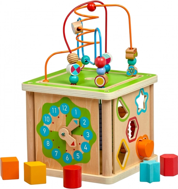 Cube d’activités en bois 5-en-1 LUCY & LEO avec horloge