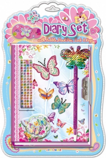 Pecoware journal avec verrou et stylo – Papillons