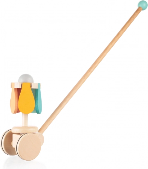 Jouet pousseur en bois fleur sur tige