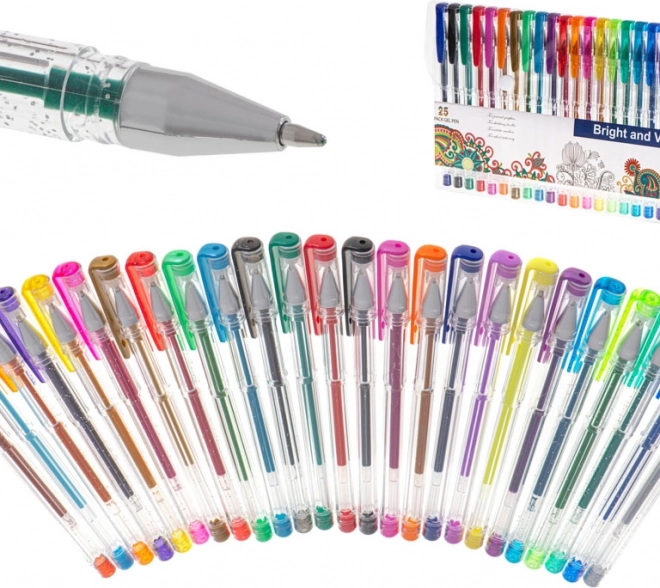 Stylos gel pailletés multicolores, set de 25 pcs