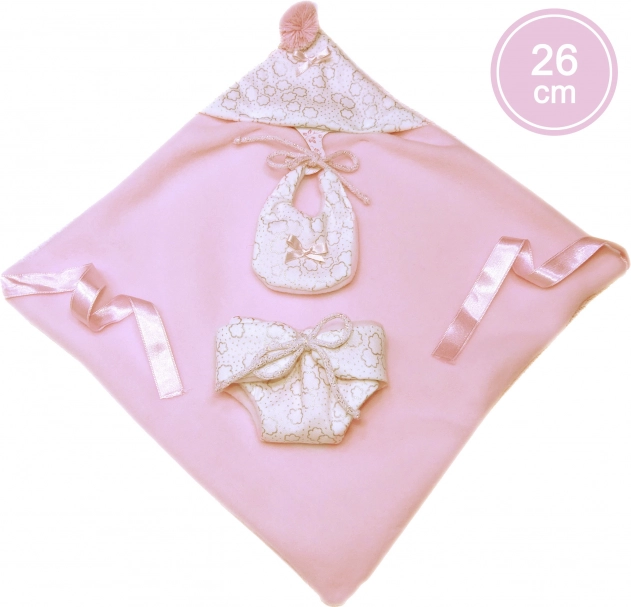 Tenue double face avec capuche pour poupée New Born 26 cm