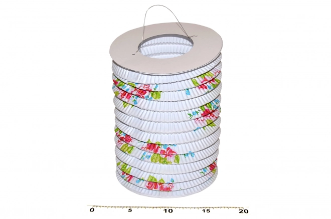Lampion cylindre blanc avec fleurs 15 cm